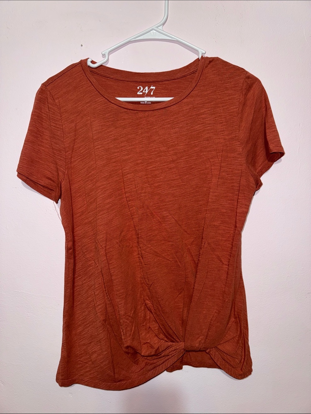 247 Women's Rust Short Sleeve Twist-Front Tee